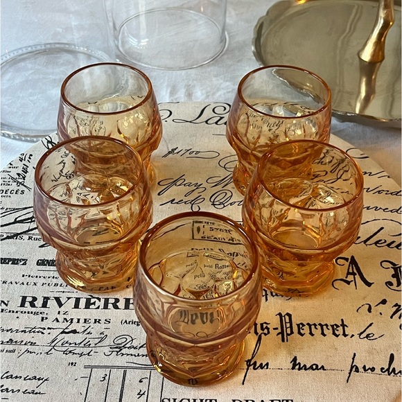 Vintage Amber Anchor Hocking 8 oz Glasses SET/5 - Picture 3 of 5